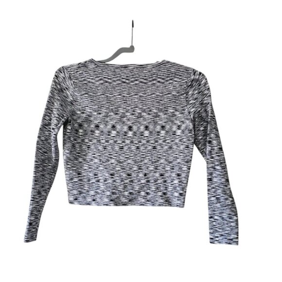 Club Monaco Compression Crop Space Dyed Spandex Stretch Half Sleeve Top S - Picture 2 of 6